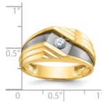 IBGoodman 14k with Black Rhodium Men's Polished and Grooved 1/6 Carat AA Quality Diamond Ring - Image 3