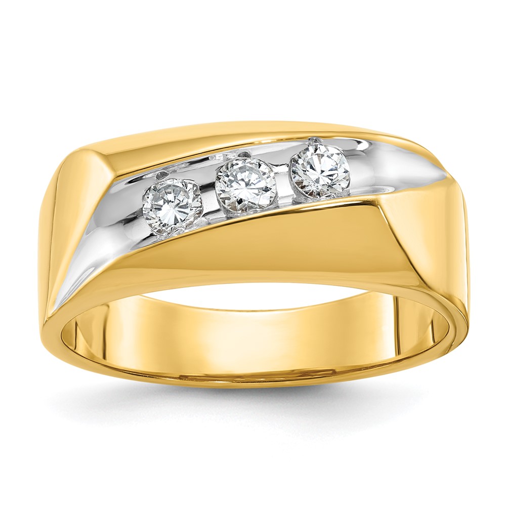 B56894-4YAA.jpg 14k IBGoodman Men's Polished and Grooved 3-Stone Ring Mounting - Image 1