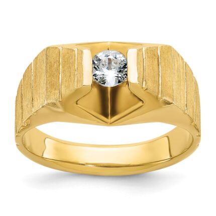 14k IBGoodman Men's Polished and Satin 1/3 carat Diamond Complete Ring