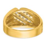 IBGoodman 14k Men's Polished Satin and Grooved 1/2 Carat AA Quality Diamond Ring - Image 7