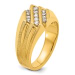 IBGoodman 14k Men's Polished Satin and Grooved 1/2 Carat AA Quality Diamond Ring - Image 8