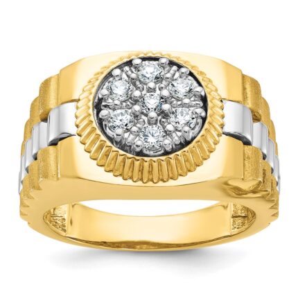 IBGoodman 10k Two-tone Men's Polished Satin and Textured Cluster Ring Mounting