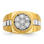 IBGoodman 14k Two-tone Men's Polished Satin and Textured Cluster Ring Mounting - Image 4