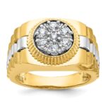 IBGoodman 14k Two-Tone 1/2 carat Lab Grown Diamond VS/SI+ G+ Complete Ribbed Men's Cluster Ring