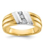IBGoodman 10k Two-tone Men's Polished and Grooved 3-Stone 1/5 Carat A Quality Diamond Ring