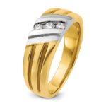 IBGoodman 10k Two-tone Men's Polished and Grooved 3-Stone 1/5 Carat A Quality Diamond Ring - Image 8