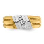 IBGoodman 14k Two-tone Men's Polished and Grooved 3-Stone 1/5 Carat AA Quality Diamond Ring - Image 6