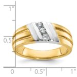 IBGoodman 14k Two-tone Men's Polished and Grooved 3-Stone 1/5 Carat AA Quality Diamond Ring - Image 3