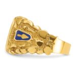 IBGoodman 14k Men's Polished and Nugget Textured with Blue Enamel and Lab Created Sapphire Blue Lodge Master Masonic Ring - Image 5