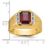 14k IBGoodman Men's Polished and Satin Created Ruby and 1/20 carat Diamond Complete Ring - Image 3
