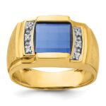 10k IBGoodman Men's Cr. Sapphire and Diamond Complete Ring