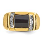 14k White Gold IBGoodman Men's Satin Onyx and 1/20 carat Diamond Complete Ring - Image 6