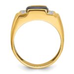 14k IBGoodman Men's Created Sapphire and 1/20 carat Diamond Complete Ring - Image 2