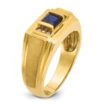 10k IBGoodman Men's Cr.Sapphire and Diamond Satin Complete Ring - Image 8