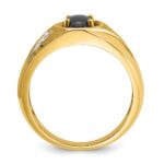 14k IBGoodman Men's Satin Black Star Sapphire and 1/20 carat Diamond Complete Ring - Image 2