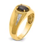 14k IBGoodman Men's Satin Black Star Sapphire and 1/20 carat Diamond Complete Ring - Image 8