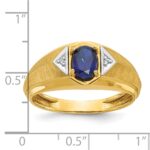 14k IBGoodman Men's Created Sapphire and Diamond Satin Complete Ring - Image 3