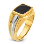 10k Two-tone IBGoodman Men's Onyx Complete Ring - Image 8