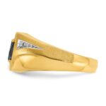14k IBGoodman Men's Created Sapphire and Diamond Satin Complete Ring - Image 5