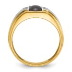 IBGoodman 10k Two-tone Men's Polished Satin and Grooved Black Star Sapphire and A Quality Diamond Ring - Image 2