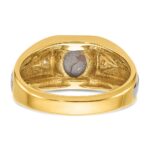 IBGoodman 10k Two-tone Men's Polished Satin and Grooved Black Star Sapphire and A Quality Diamond Ring - Image 6