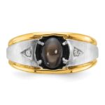 IBGoodman 14k Two-tone Men's Polished Satin and Grooved Gemstone and Diamond Ring Mounting - Image 4