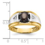 IBGoodman 14k Two-tone Men's Polished Satin and Grooved Gemstone and Diamond Ring Mounting - Image 7