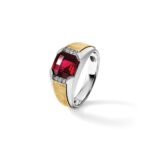 IBGoodman 14k Two-tone Men's Polished and Satin Gemstone and Diamond Ring Mounting - Image 9