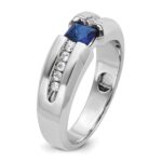 IBGoodman 14k White Gold Men's Polished Lab Created Sapphire and 1/5 Carat AA Quality Diamond Ring - Image 8