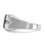 14k White Gold IBGoodman Men's Created Blue Star Sapphire and 1/15 carat Diamond Satin Complete Ring - Image 5