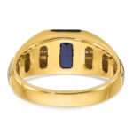 14k Two-tone IBGoodman Men's Created Sapphire and 1/8 carat Diamond Complete Ring - Image 7