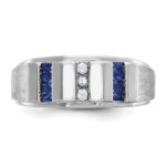 IBGoodman 14k White Gold Men's Polished and Satin 3-Row Ring Mounting - Image 5