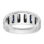 IBGoodman 14k White Gold Men's Polished and Satin 3-Row Ring Mounting - Image 6
