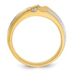 IBGoodman 14k Two-tone Men's Polished Satin and Grooved 3-Stone 1/4 Carat AA Quality Diamond Ring - Image 2