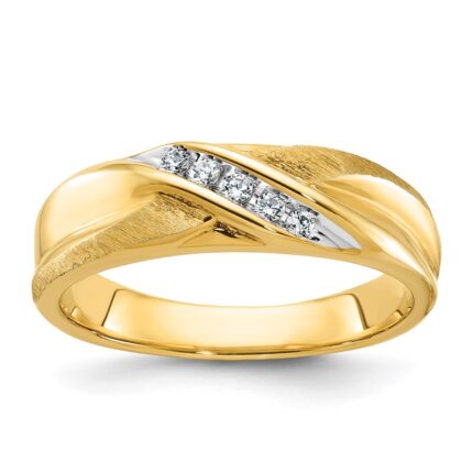 IBGoodman 14k 1/10 carat Lab Grown Diamond VS/SI+ G+ Complete Polished and Satin Men's Ring