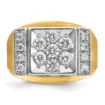 IBGoodman 14k Two Tone 1 carat Lab Grown Diamond VS/SI+ G+ Complete Men's Polished and Satin Cluster Ring - Image 4