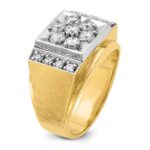 IBGoodman 14k Two Tone 1 carat Lab Grown Diamond VS/SI+ G+ Complete Men's Polished and Satin Cluster Ring - Image 6