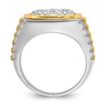 14ktt IBGoodman Men's Polished Satin & D/C Round Cluster Ring Mtg - Image 2