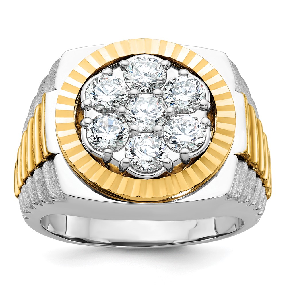B58290-4WYAA.jpg IBGoodman 14k Two-tone Men's Polished Satin and Diamond-cut Round Cluster Ring Mounting - Image 1