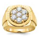 IBGoodman 14k 2 carat Lab Grown Diamond VS/SI+ G+ Complete Ribbed Men's Cluster Ring