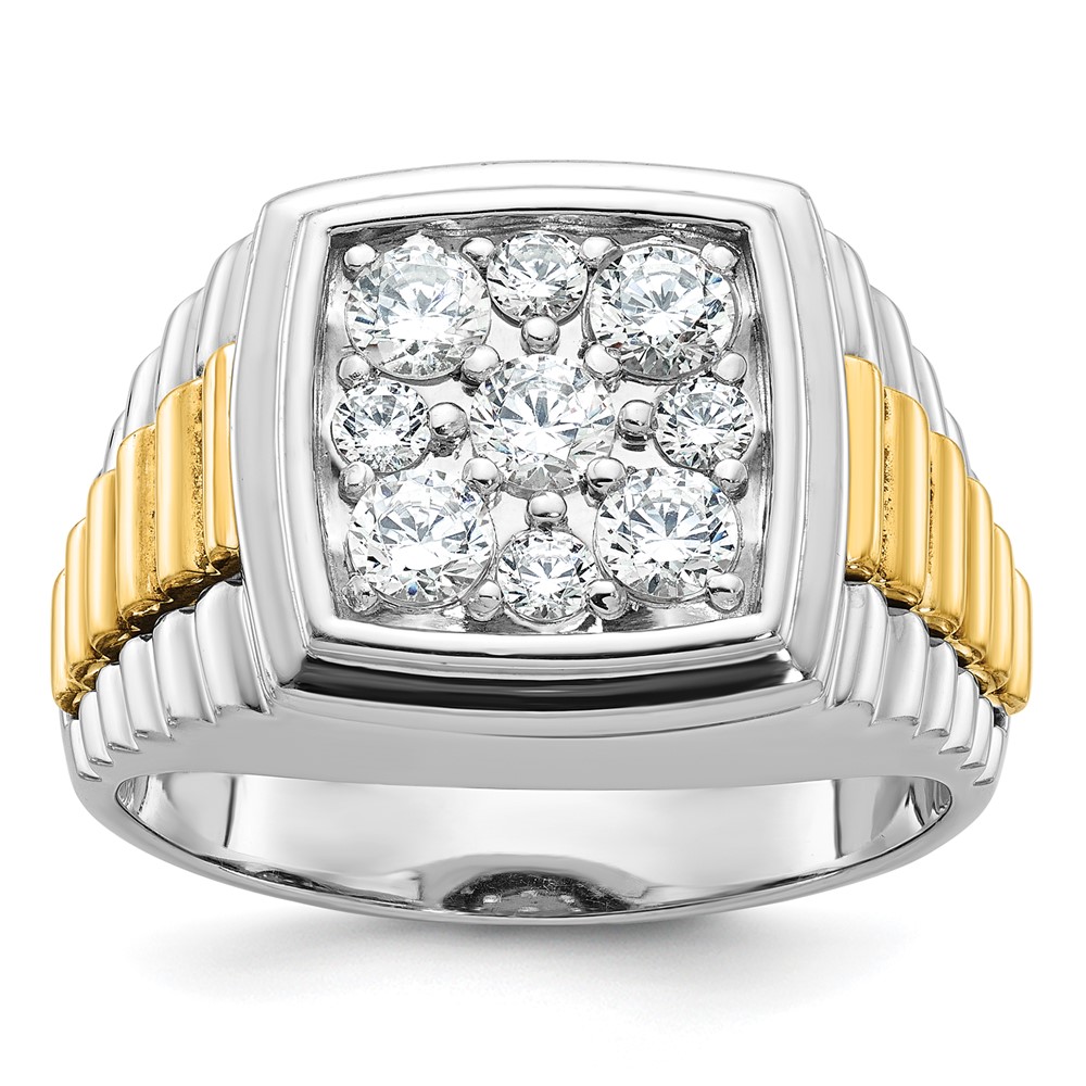 B58299-4WYAA-1.jpg IBGoodman 14k Two Tone 1 carat Lab Grown Diamond VS/SI+ G+ Complete Men's Polished and Satin Cluster Ring - Image 1