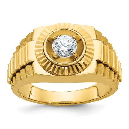 14k IBGoodman Men's Polished Satin and Textured Ring Mounting