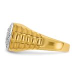 IBGoodman 14k Two-tone Men's Polished Satin and Ribbed Round 1/2 Carat AA Quality Diamond Cluster Ring - Image 5