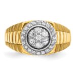IBGoodman 14k Two-tone Men's Polished Satin and Ribbed Round Cluster Ring Mounting - Image 6