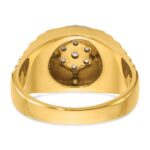IBGoodman 14k Two-Tone 1/2 carat Lab Grown Diamond VS/SI+ G+ Round Complete Polished Satin and Ribbed Men's Cluster Ring - Image 5
