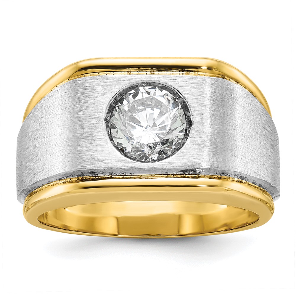 B58370-4YWAA-7.jpg IBGoodman 14k Two-tone 1 carat Lab Grown Diamond VS/SI+ G+ Complete Polished and Satin Men's Ring - Image 1
