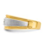 IBGoodman 14k Two-tone Men's Polished Satin and Grooved 5-Stone 1/2 Carat A Quality Diamond Ring - Image 2