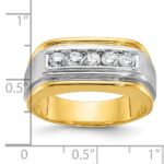 IBGoodman 14k Two-tone Men's Polished Satin and Grooved 5-Stone 1/2 Carat A Quality Diamond Ring