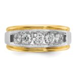 IBGoodman 14k Two-tone Men's Polished Satin and Grooved 5-Stone Ring Mounting - Image 6