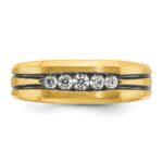 IBGoodman 10k with Black Rhodium Men's Polished Satin and Grooved 1/4 Carat A Quality Diamond 5-Stone Ring - Image 6